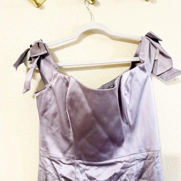 Dress The Population Verona Off the Shoulder Satin Midi Cocktail Dress Large - Picture 7 of 13